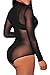 Dearlovers Mesh See Through Mock Neck Bodysuit One Size Black