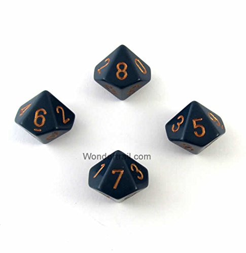 WCXPQ1026E4 Dusty Blue Opaque Dice with Gold Numbers D10 Aprox 16mm (5/8in) Pack of 4 Dice Chessex