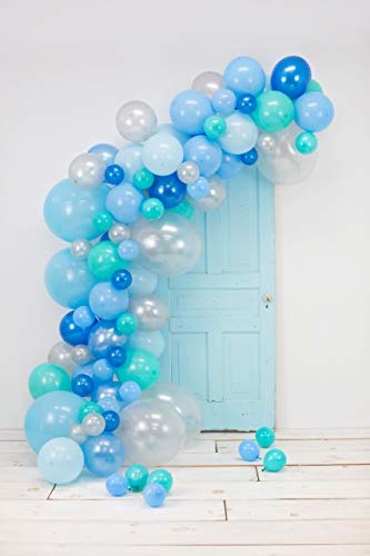 Junibel Balloon Arch Garland Kit Blue Silver Tiffany Sm