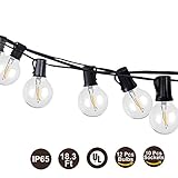 G40 LED String Lights,Indoor or Outdoor Decor,Weatherproof,12 LED Bulbs,18.3Ft,Warm White 2700K,UL Listed,Patio Light,Backyard Light,Porch Light - BRTLX