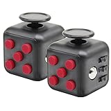 Colovis Fidget Cube Relieves Stress, Anxiety and Boredom Desk Toy for Children and Adults (Black, 2Pack)