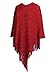 Choies Women's Acrylic Asymmetric Tassel Chunky Poncho Cape V Neck Knitted Jumper