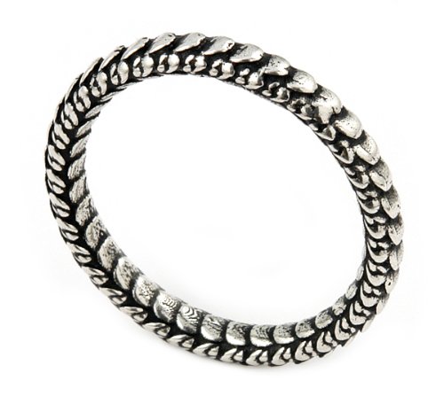 3mm Antiqued Snake Skin Stackable Sterling Silver Band Ring