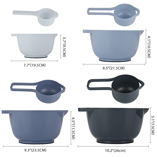 BoxedHome 8 Pack Classic Nesting Mixing Bowl Set with 4 Measuring Cups