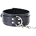 Black Collar Leash with Chain - Bondage Sex Product for Kink Play
