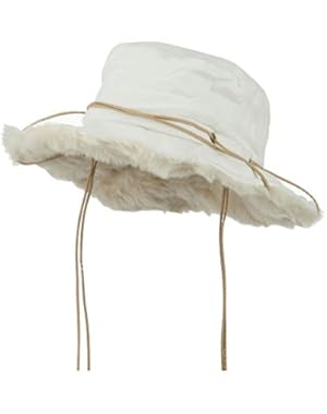 Suede Fur Cowboy Bucket Hat - White