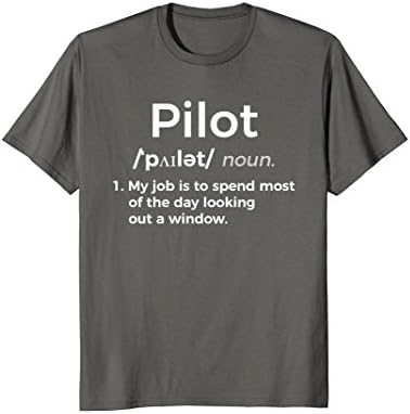 Mens Funny Pilot Definition T-Shirt Aviation Gift Shirt Medium Asphalt