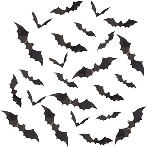 3D Bats Wall Decal, 144 Pcs Scary 3D Bats Wall Stickers for Halloween Party Decoration