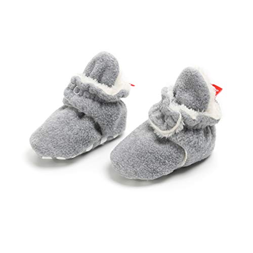 Newborn Cozie Fleece Bootie, Unisex Infant Toddler Slippers Crib Shoes