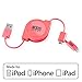 EZOPower Lightning Cable Apple Certified MFI 2 in 1 8-Pin Lightning Connector + Micro USB Charge & Sync Retractable Cable for iPhone, iPod, iPad, Beats Pill+ and Any Micro USB Powered Device - Pink