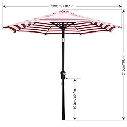 ABCCANOPY Durable Patio Umbrellas 10' Red&White