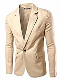 XQS Men's Stylish Solid Color One Button Blazer Jacket Suit