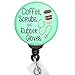 Limeloot Coffee Scrubs and Rubber Gloves Nurse Badge Reel Retractable - Cute Nurse Badge Holder with 360 Swing Badge Clip and 34 Inch Cord