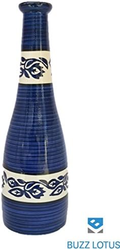 Buzz Lotus Glazed Moroccan Blue Bottiglia Vase