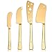HUFTGOLD 4-Piece Cheese Knife Set, Complete Stainless Steel Gold Cheese Knives Collection, Cheese Cutter Cutlery Set…