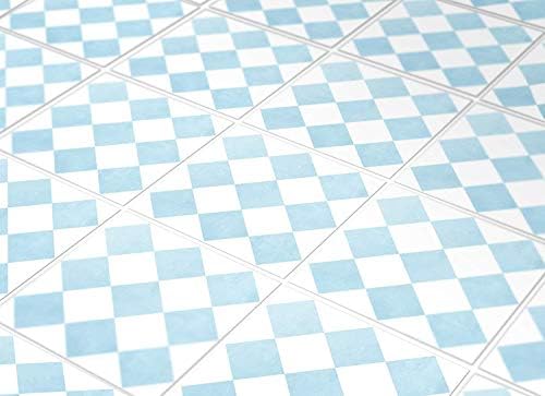 Tiles Stickers Decals - Pack of 10 Tiles - 10 Individual Tiles - Tiles Decals (Floor - 7.9 x 7.9 inches - 20 x 20 cm, Squares Pattern Tile Decal)