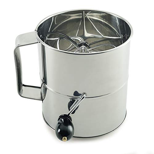 Norpro Polished 8Cup Stainless Steel Hand Crank Sifter, 64 ounces, As