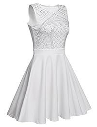 ELEOSL Vestido de cóctel sin mangas con lentejuelas acampanadas para mujer