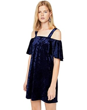 Women's Velvet Cold-Shoulder Dress