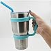 NEW DESIGN Anti-slip Handle for 30 Oz YETI Rambler - Fits RTIC Tumbler SIC Cup Thermik and other 30 ounces Tumblers- with Free Silicone Drinking Straw + Cleaning Brush - Teal (Tumbler not included)