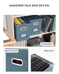 Oterri File Organizer Box with Lid, Hanging Filing