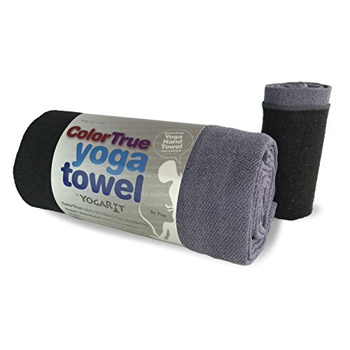 ColorTrue Yoga Towel & Hand Towel Set – 100% Dope-Dyed Microfiber Non-Slip Yoga Mat Towel & Hand Towel – Bleed-Free in Wash – 24″ x 72″ Mat Towel and 15″ x 24″ Hand Towel