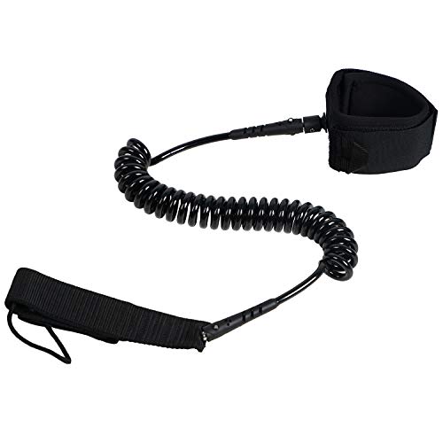 Neolife 7' Coiled Surfboard Leash Ankle Cuff Safety SUP Leash for Inflatable Paddle Board Snowboard Legrope Black