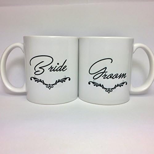 A138 A139 Bride &amp; Groom Wedding Coffee Mug, Tea Cup, for Couple. Newly Wed, 11 oz ceramic mug