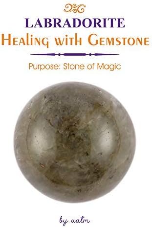 Aatm Reiki Energized Labradorite Ball Sphere for EMF Protection Transformation and Chakra Healing Meditation (1.5-2.75 Inch)