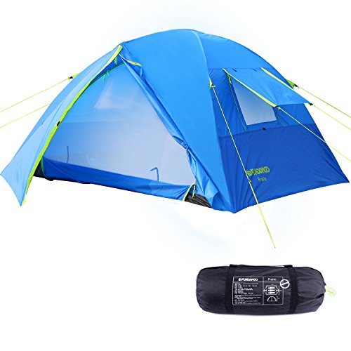 FUNDANGO Portable Durable Waterproof 3 Persons Family Camping Tent with Fully-Covered Vestibule