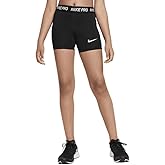 Nike Girls Pro 3" Boyshorts Black/White (as1, Alpha, l, Regular)