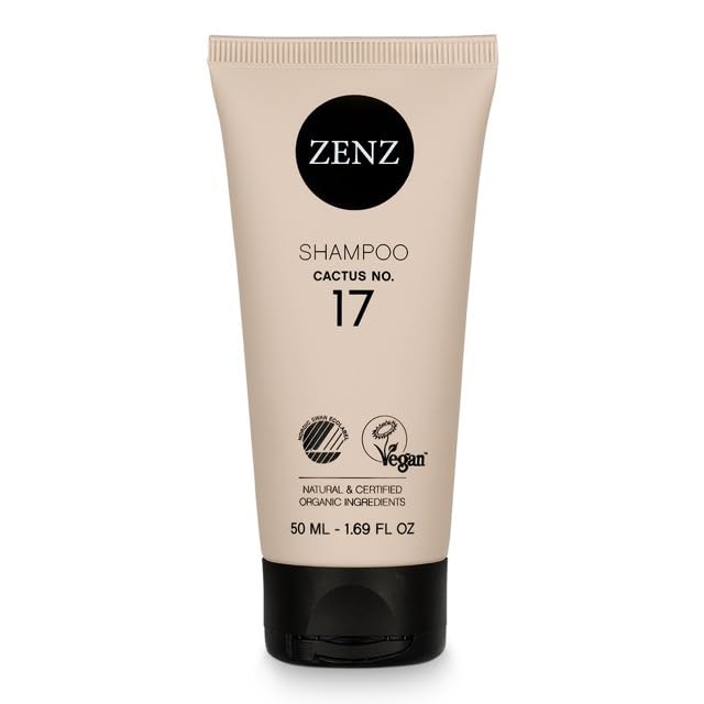 ZENZ | Shampoo | Cactus no. 17 | 50 ml | Travel Size | Peach & Cedarwood Scent | Organic Aloe Vera, Coconut Water, Avocado Oil & Pear Cactus | Suitable For Normal, Dry & Curly Hair