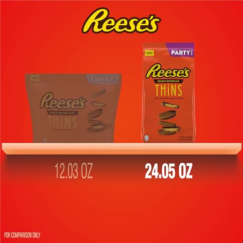 REESE’S THINS MILK CHOCOLATE PEANUT BUTTER CUPS, CANDY PARTY PACK, 24.05 OZ