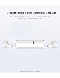 True auricular estéreo inalámbricos Bluetooth auriculares auriculares, leelvis IP67 impermeable con micro Power Bank, Mini deportivo con auriculares in ear con cancelación de ruido micrófono para IOS Android smartphones