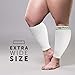 Vagabond Wide Calf Plus Size Graduated Compression Socks Sleeves-Soothing Comfy DVT Large Cuffs - Great for Travel (White, 2X-large)