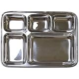 Stainless Steel Rectangular Divided Dinner Tray 5 sections