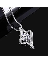 B.Catcher Necklaces Silver Womens Jewelry Pendant Cubic Zirconia Box Chain Necklace