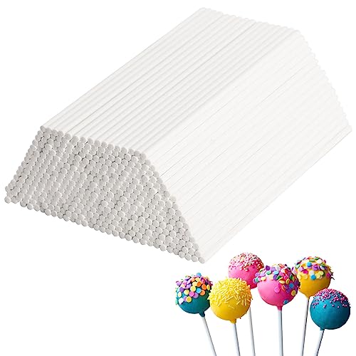 500Pcs 6 Inch White Paper Lollipop Sticks, Paper Sucker Sticks, Cake Pop Stick for Cake Toppers, Chocolate,Cookie,Rainbow Candy