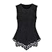OFTEN Women's Sexy Chic Lace Shirt Fashion Sleeveless Blouse Black/ White,XL