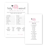 Pink Elephant Baby Shower Game Animal Match Cards (25 Pack)