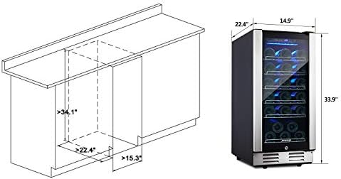 wine fridge dimensions in cm