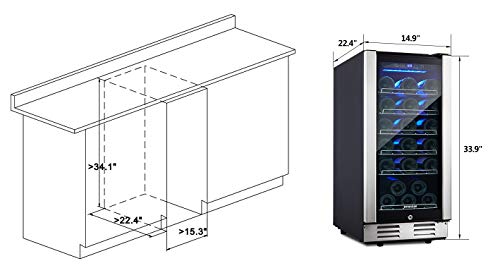 STAIGIS-Wine-Refrigerator-15-Inch-Wine-Cooler-with-Stainless-steel-Frame-Glass-Front-Door-30-Bottles-Wine-And-Drink-Mini-Fridge-for-Built-In-Freestanding-at-Home-Office-Kitchen-And-Bar