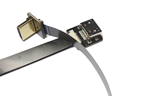 Flat Slim Thin HDMI FFC FPV HDMI Cable Standard HDMI Female Plug to Standard HDMI Male 90 Degree Compatible with RED blackmagic BMCC Sony FS7 Canon C300 Black 50CM