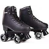 Skate Gear Extra Support Quad Roller Skates for Kids and Adults (Black, Youth 1)