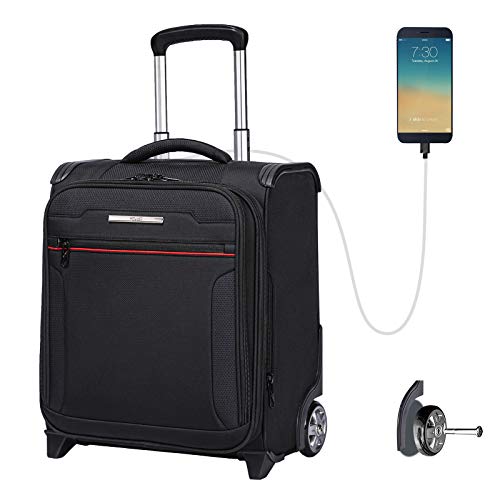 Carry On Rolling Suitcase with USB Port, Weekender Overnight Business
