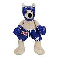 RealAus Stuffed Animal Souvenir Boxing Kangaroo Blue Small 11"/28cm Soft Plush Toy