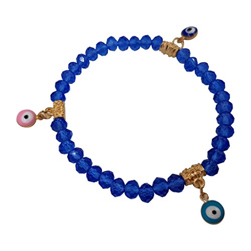 Evil eye charm bracelet for women blue crystal beads st…