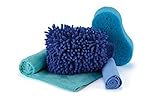Car Wash Kit By Cojino - Mitt, Sponge, Microfiber Cloth, Chamois Towel