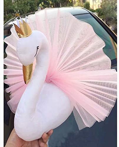 Golden Crown Swan Wall Hanging Decoration Flamingo Doll Swan Stuffed Toys Animal Head Wall Decor Nursery Room Kids Birthday Gift 40x40cm swan wall decor