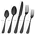 Matte Black Silverware Set,SHARECOOK Satin Finish 40-Piece Stainless Steel Flatware Set,Kitchen Utensil Set Service for 8,Tableware Cutlery Set for Home and Restaurant, Dishwasher Safe